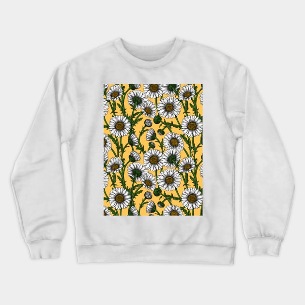 Daisies on yellow Crewneck Sweatshirt by katerinamk